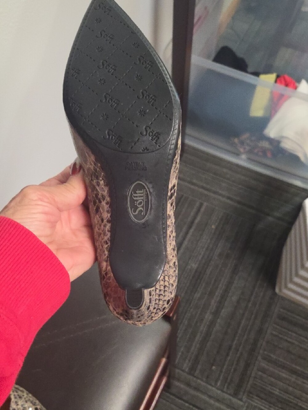 Sofft Snake-Print Pointed Flats in Gray and Brown - Picture 5 of 7